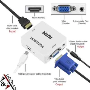 VGA auf zu HDMI PC TV HDTV FULL HD Audio Video 1080P Wandler Konverter Adapter - Bild 1 von 4