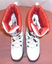 Caugar Stellar Womens Waterproof Snow Boots High Top Size 8 M Off-White/ Orange