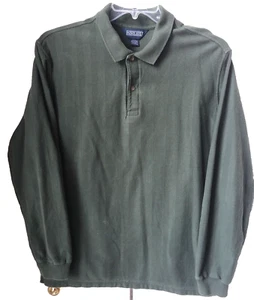 Lands’ End Herren Vintage Langarm Poloshirt aus strukturierter Baumwolle in oliv Gr. L - Bild 1 von 6