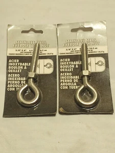 2er Set LEHIGH 7134 EDELSTAHL AUGENSCHRAUBE MIT MUTTER 3/8'' X 4'' - Bild 1 von 5