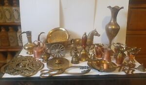 NICE JOB LOT OF VINTAGE BRASS ORNAMENTS HOUSEHOLD ITEMS