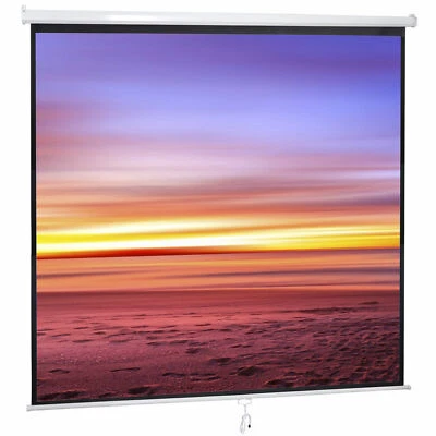Matte 120" Projection Screen 84" x 84" Manual Pull Down Projector 160°View Angle - Image 1 of 4