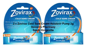 2 x Zovirax Cold Sore Cream Pump 2g - Improve Healing & Treat Virus Proven - Picture 1 of 5