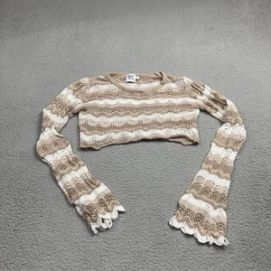 Camisa Princesa Polly Mujer 6 Recortada Tejido Abierto Crochet Rayas Suéter - Imagen 1 de 13