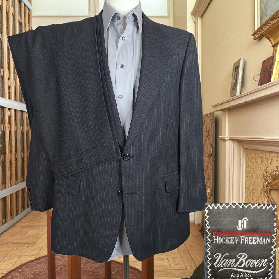Hickey Freeman 2 Piece Suit Mens 42R 38X29 Dark Charcoal Wool Cashmere - Image 1 of 4