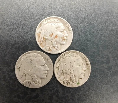 1935 S, 1936 P, 1937 P  Indian Head Buffalo Nickel  TP- 10752 - Image 1 of 2