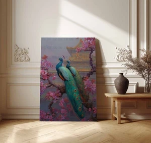 Modern Home Decor Art Wall peacock peafowl Oil Painting Printed On Canvas - Picture 1 of 11