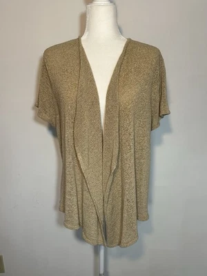Sweaterworks женщин XL бежевый кардиган открытый свободного трикотажа акриловый короткий рукав - Изображение 1 из 4