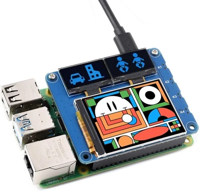 Raspberry Pi HAT: 40PIN GPIO, 2 Zoll IPS LCD, Dual 0,96 Zoll OLED Displays - Bild 1 von 4