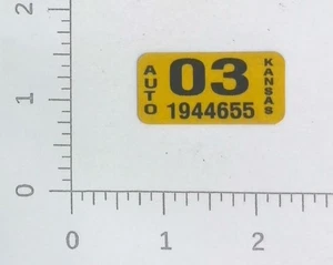 2003 Kansas Auto Vehicle Registration License Plate Vintage Decal Sticker - Picture 1 of 1