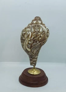 Goddess Saraswathi Ritual conch shell, Hand Carved Priest conch shell, ST - Picture 1 of 8
