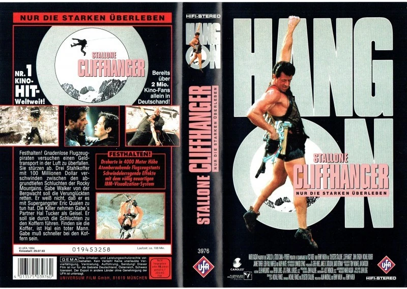 (FSK 18) VHS Videokassette -  Cliffhanger - Sylvester Stallone -  ungekürzt - Bild 1 von 3