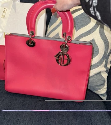 Christian Dior Diorissimo Leather Pink Shopper Tote With Pouch - Image 1 of 4