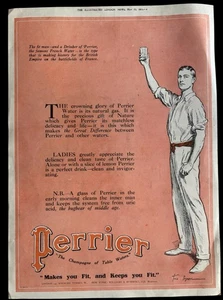 1915 PERRIER ANZEIGE große Anzeige FRANZÖSISCHES SPRUDELWASSER Fred Pegram - Bild 1 von 2