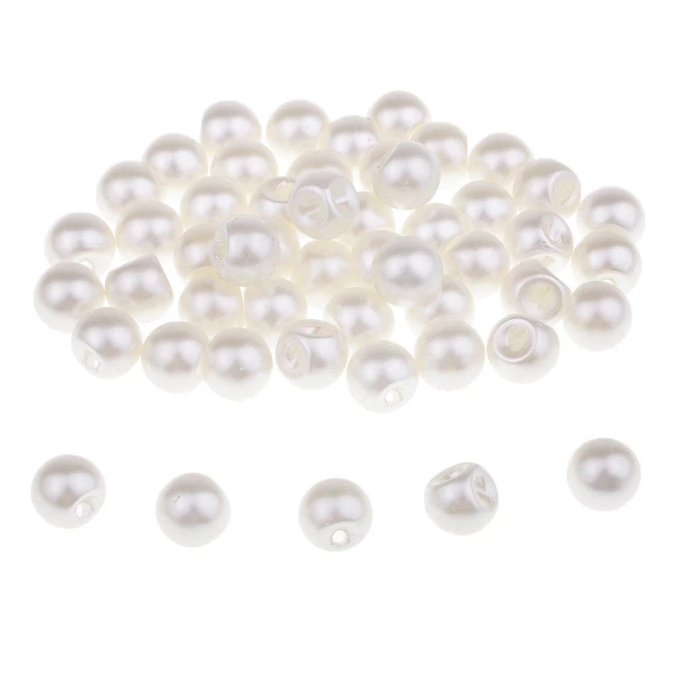 50Pcs Plastic Round Pearl Buttons Sewing Buttons Clothes - Image 1 of 1
