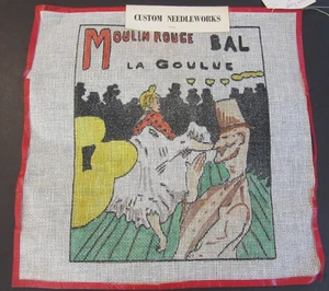 Custom Needleworks Moulin Rouge handbemalt Vintage Nadelspitze Leinwand 12" x 15" - Bild 1 von 7