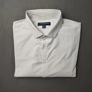 Mizzen+Main Leeward Shirt Mens XL Trim White Navy Grid Check Stretch Dress Work - Picture 1 of 13