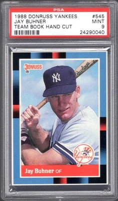 Libro del equipo Donruss Yankees 1988 Jay Buhner #545 RC PSA 9 como nuevo cortado a mano Foto 1 de 2