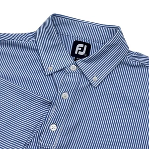 Mens FJ FootJoy Golf Polo Shirt Striped Short Sleeve Button Down Casual Work - Picture 1 of 8