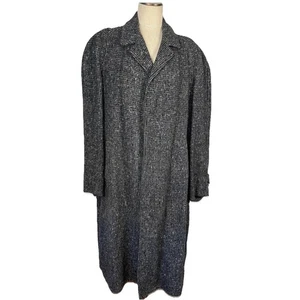 Abrigo de gabardina de tweed estilo clima cocodrilo años 50 60 de colección negro gris 46" - Imagen 1 de 14