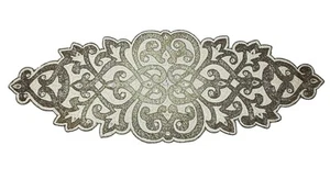 Pier 1 Hand Beaded Table Runner Silver Ivory Damask Glam Holiday Centerpiece Y2k - Bild 1 von 9