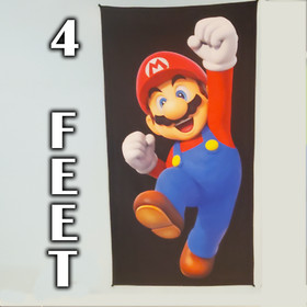 Mario game room banner 2x4 foot tapestry wall flag NES Super Mario Bros gift