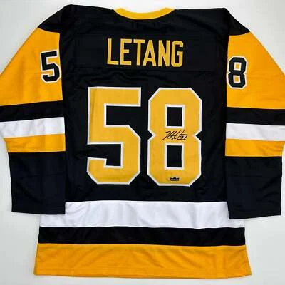 Camiseta deportiva facsímil autografiada Kris Letang Pittsburgh negra reimpresión talla XL para hombre Foto 1 de 4