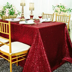 Wedding Linens Inc. 90" x 156" Rectangle Sequin Taffeta Tablecloths Table Covers - Picture 1 of 25