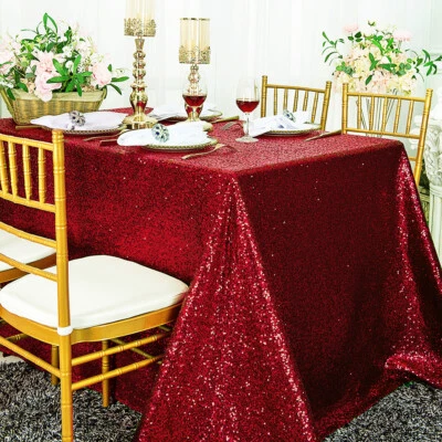 Wedding Linens Inc. 90" x 156" Rectangle Sequin Taffeta Tablecloths Table Covers - Image 1 of 3