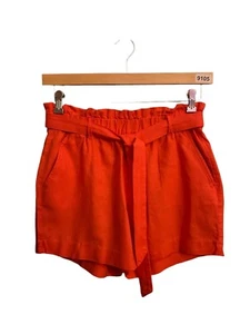 Pantaloncini corti donna Old Navy taglia 6 arancione corallo cintura elastico misto lino ventilati divertenti - Foto 1 di 6