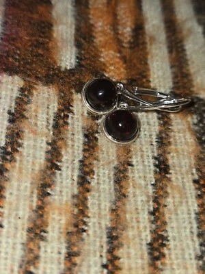 Red Lithuanian Amber Earrings On Sterling Silver - Image 1 of 3