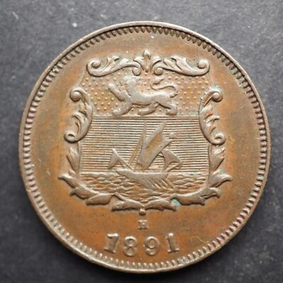 1891 MALAYSIA  NORTH BORNEO HALF CENT  * NICE* FREE SHIPPING! M3326 - Image 1 of 2