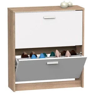 Zapatero Entrada Recibidor, Mueble Auxiliar Zapatos 2 Puertas Madera 82x74x25cm - Imagen 1 de 5