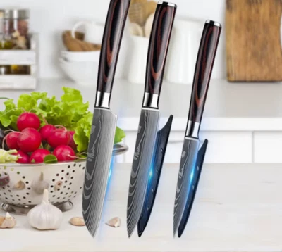 Küchenmesser Profi Kochmesser Japanisches Damast Edelstahl Santoku Messer Scharf - Bild 1 von 4