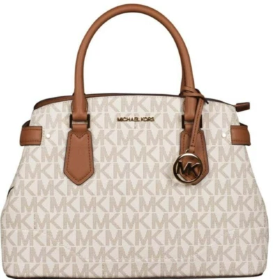 🌞BOLSO BANDOLERA GRANDE MONOGRAMA MARRÓN LOGOTIPO VAINILLA MICHAEL KORS LYNN🌺NUEVO CON ETIQUETAS Foto 1 de 4