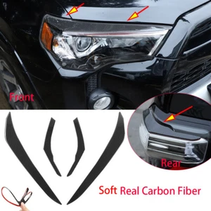 Carbon Fiber Front&Rear Headlight Eyebrow Eyelid Trim For Toy@ta 4Runner 2010-19 - Picture 1 of 9