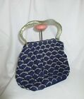 Vintage 60's Mid-Century Crochet Handbag With Confetti Lucite Handle