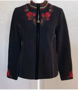 Icelandic Design Wool Embroidery Full - Zip  Jacket Size Medium  - Picture 1 of 13