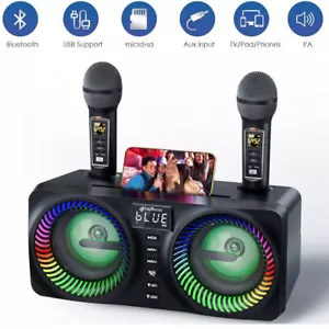 Bluetooth Karaoke Machine with 2 Wireless Microphones for Adults/Kids speaker - Picture 1 of 24