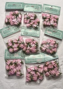Lot 108 Artificial Baby PINK Silk Rose 1”Mini Small Flower Bud-Heads DIY Crafts - Picture 1 of 15