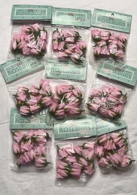 "Lote 108 cabezas artificiales para brotes de flores rosa seda bebé rosa 1"" mini manualidades hágalo usted mismo" Foto 1 de 4