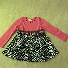 Rare Too! Girls Dress, 6, Pink Top, Animal Print Skirt, Pullover, Long Sleeved