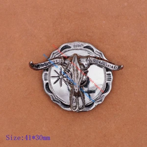 10pcs Western cowboy Bull Skull Longhorn Leathercraft Concho Screwback Conchos - Picture 1 of 10