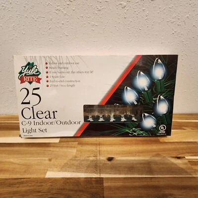 Vintage Christmas Yule Right Clear  Indoor/Outdoor Decorative Lights Set New  - Image 1 of 4