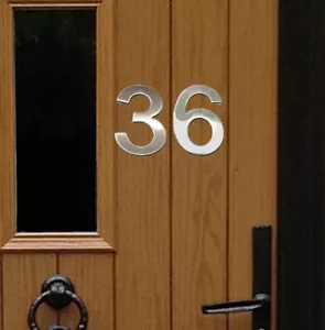 Stick-On House Numbers - No 36 - Stainless Steel - 10cm - Door, Fence, Gate - Picture 1 of 2