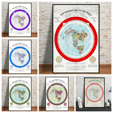 Flat Earth Map World Map Modern Painting 1892 Wall Art Canvas HD Poster Painting