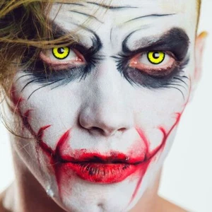 Farbige Halloween Kontaktlinsen Gelb Zombie Fasching Kostüm Karneval Dämonen Fun - Bild 1 von 5