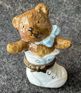 PHB Collection Midwest of Cannon Falls - BOY TEDDY BEAR IN BABY SHOE - Retired - Picture 1 of 14