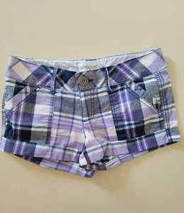 AEROPOSTALE juniors Stretch Shorts 3 4 purple plaid beach surf casual - Picture 1 of 2