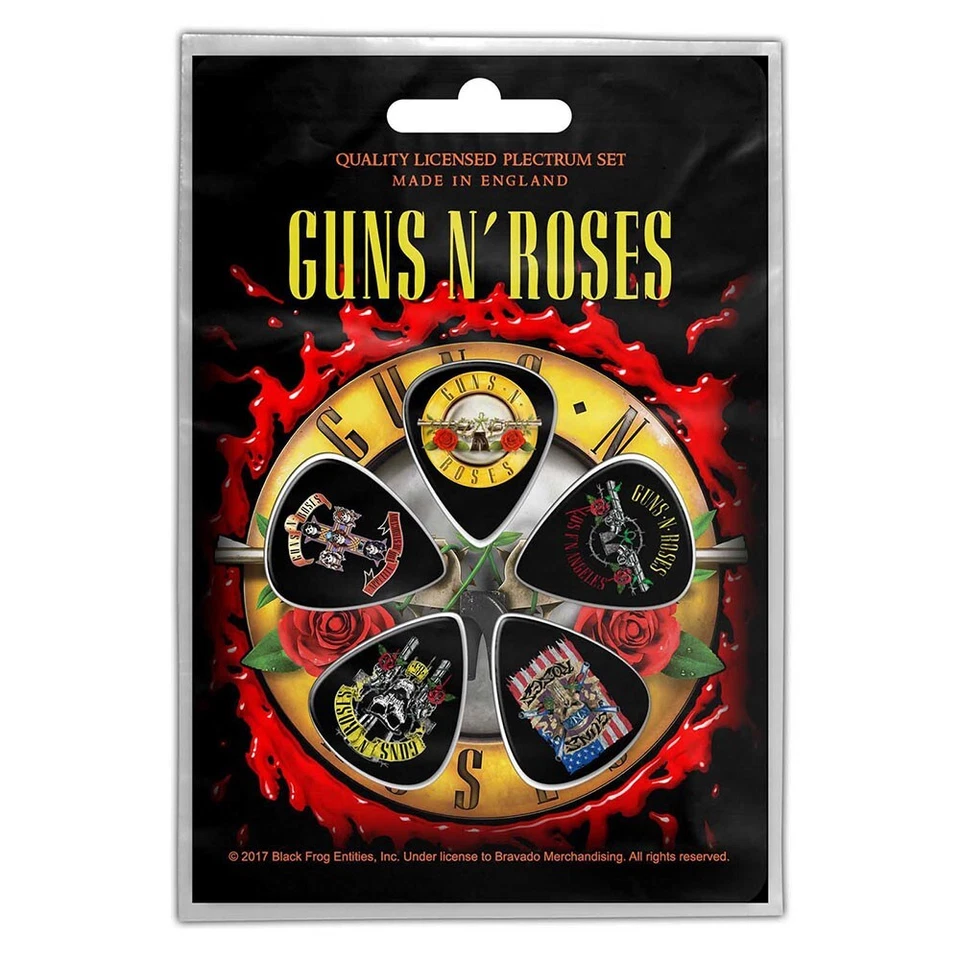 GUNS N ROSES: BULLET LOGO: 1mm Guitar Picks 5 PLECTRUM PACK: set of and gift - Image 1 of 1